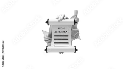 Hand holding a legal agreement document on a scroll  contract concept