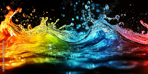 Colorful Liquid Splash with Rainbow Gradient Waves and Motion