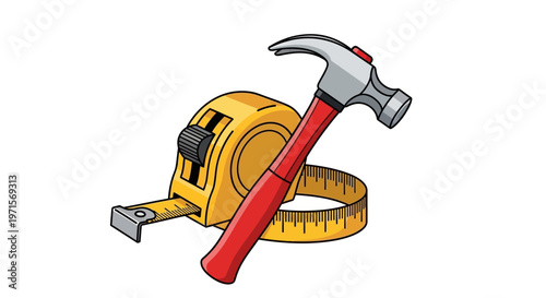 Hammer and tape measure tools.