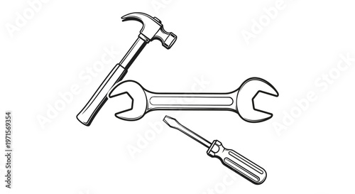 Hammer Wrench and Screwdriver Tools.