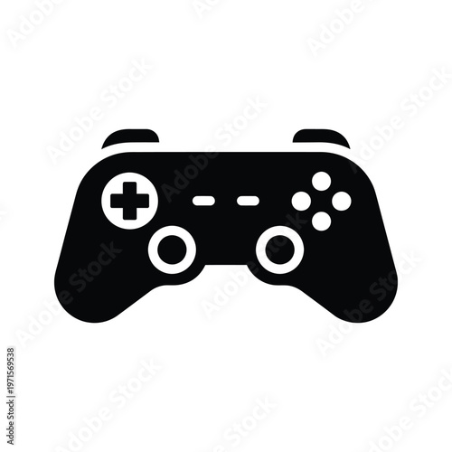 Black and white illustration of a classic video game controller