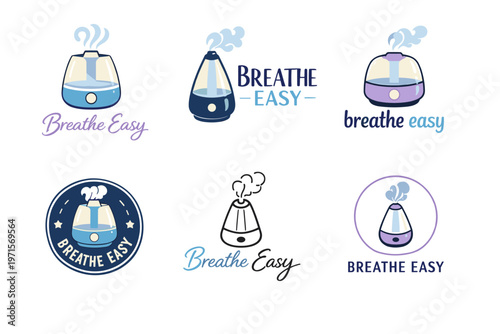 Breathe easy humidifier logos: collection of designs for air quality improvement