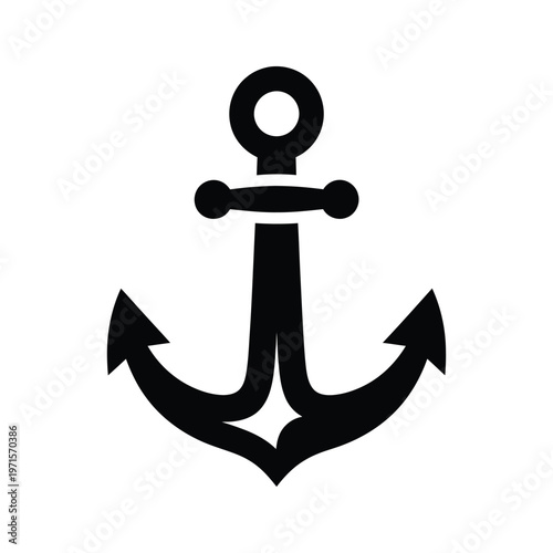 Classic black and white anchor symbol on a plain background
