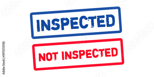Inspected and Not Inspected Stamp Set – Blue Inspected & Red Not Inspected Grunge Labels, Quality Control Rubber Stamp Badges