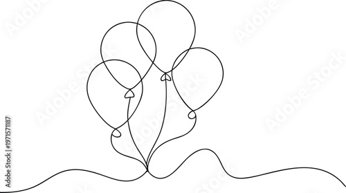 Konstfotografi Simple Balloons Line Drawing