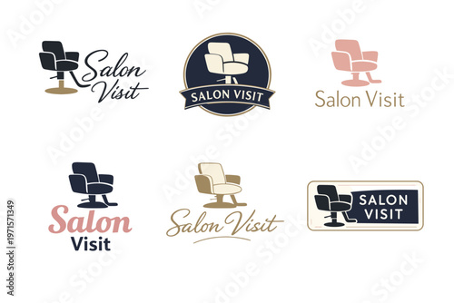 Elegant salon visit logos with chair designs in various styles