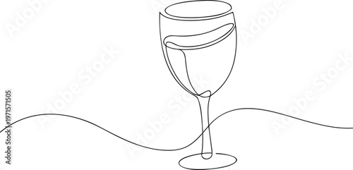 Elegant Wineglass Continuous Line Drawing For Restaurant Design