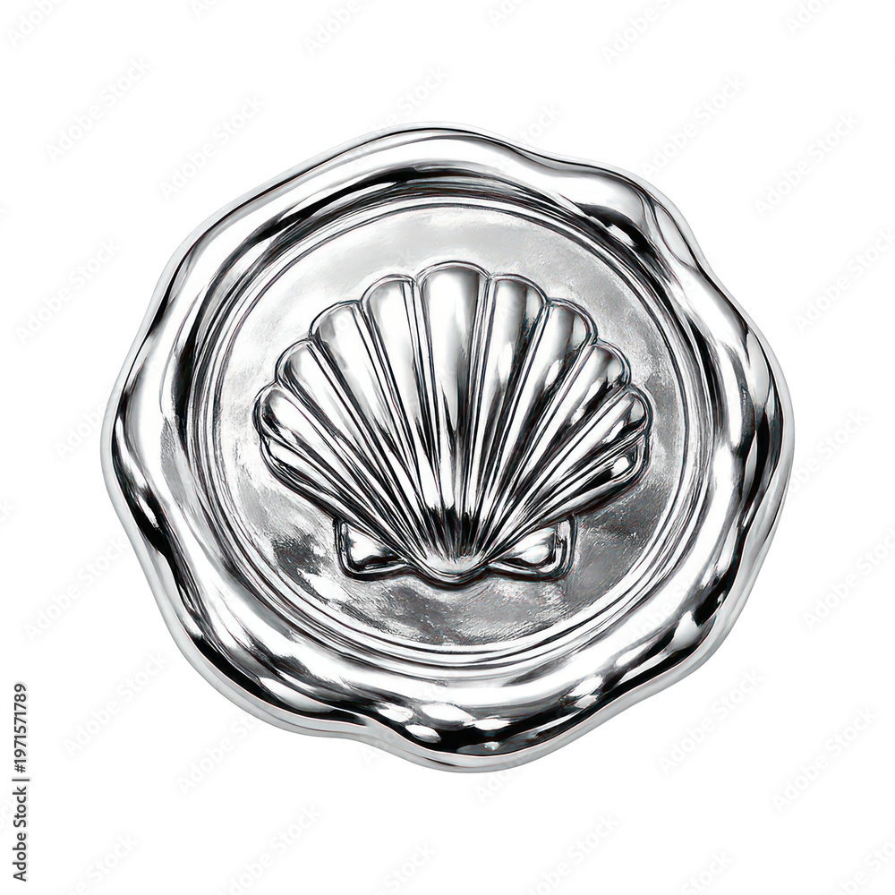 Naklejka premium PNG Elegant silver seashell emblem