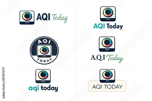 Aqi today logo designs in various styles and colors