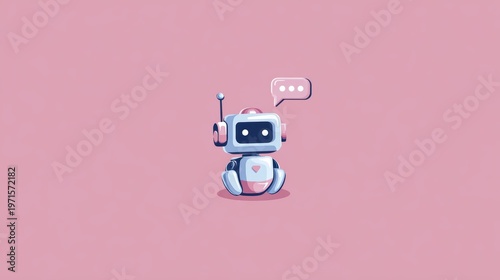 Cute chatbot robot icon with speech bubble