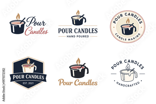Pour candles logo collection for handcrafted candle making