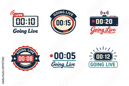 Colorful countdown timers for going live in streaming designs