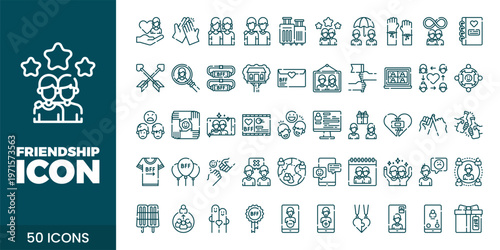 Friendship and Community Icon Set with Teamwork, Support, Trust, and Social Connection Vector Collection