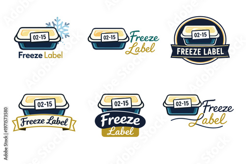 Set of freeze label logos with various design elements and fonts