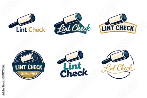 Lint roller logo designs for lint check brand in various styles and colors