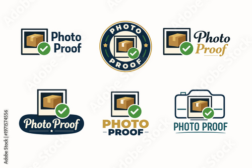 Variety of photo proof logos with check marks and boxes