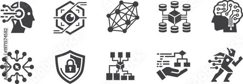 Artificial Intelligence and advance technology icons