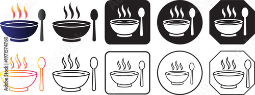 Modern hot soup bowl icon design.