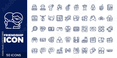 Friendship and Community Icon Set with Teamwork, Support, Trust, and Social Connection Vector Collection