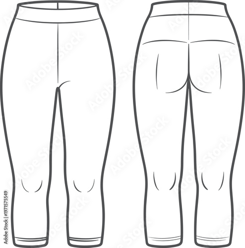Front and back view of white capri leggings with high waist.