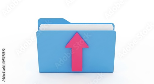 A blue folder with a pink arrow pointing up