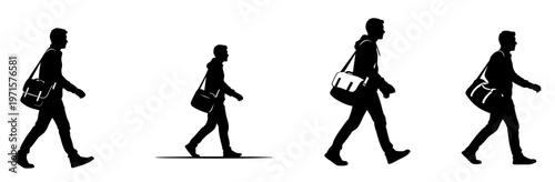World Refugee Day Migrant Man Walking Silhouette Vector Set