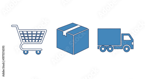 Shopping cart with box truck delivery.