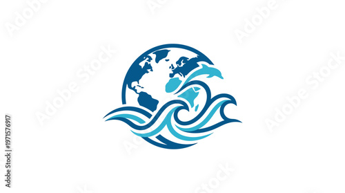 Ocean and Globe Logo Design Concept
