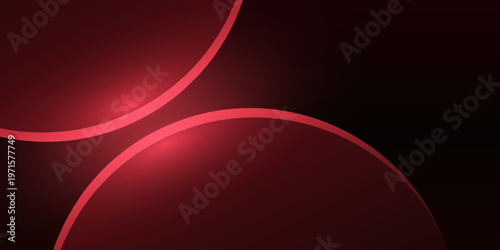 Neon technology abstract background with glowing red circle lines for Landing Page web design.