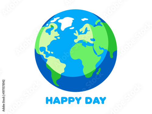 A cheerful globe illustration with a bright and colorful design celebrating a happy day