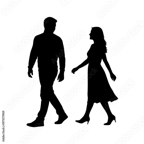 A silhouette of a couple walking together in a peaceful moment