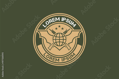 Silhouette bat with crossed rifles vector logo template