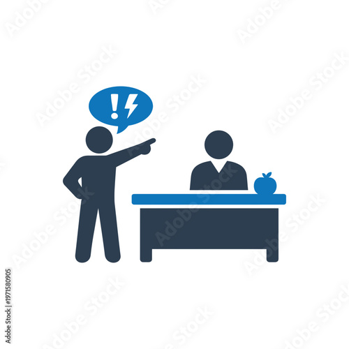 Customer arguing service desk icon
