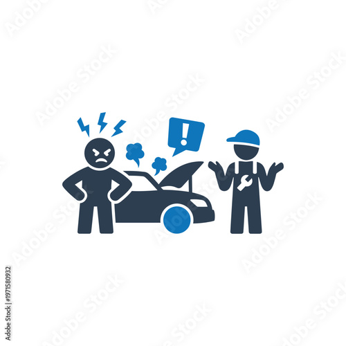 Car repair complaint frustration icon