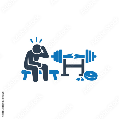 Gym equipment failure frustration icon