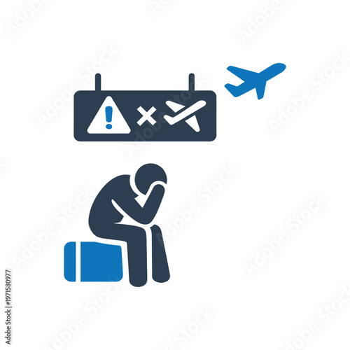 Flight cancellation passenger frustration icon