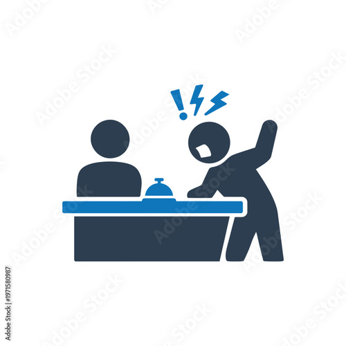 Angry customer service desk complaint icon