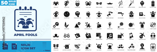 April Fools Solid Editable Icons set