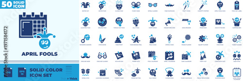April Fools Solid Color Editable Icons set