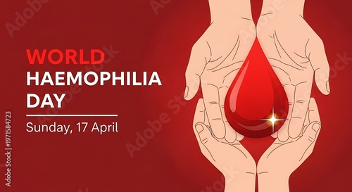 World haemophilia day awareness illustration with hands holding blood drop
