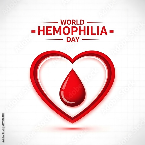 World hemophilia day awareness graphic with heart and blood drop symbol