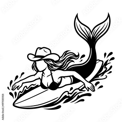 Surfing Cowgirl Mermaid