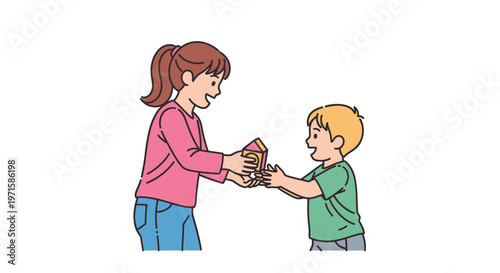 Siblings playing together sharing blocks girl and boy building happy family childhood fun playtime bonding kids children indoor play