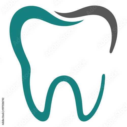 Graphic illustration of a stylized tooth with a gum line and cavity depiction