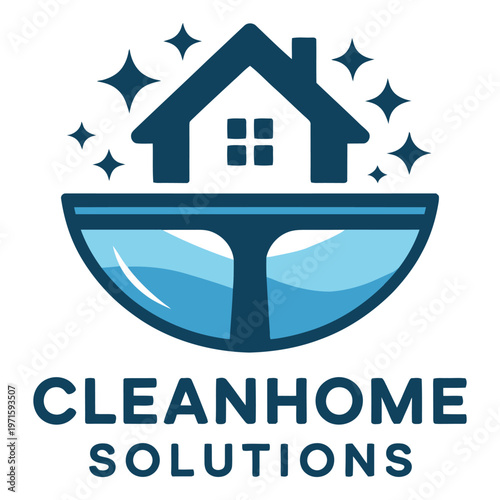 Cleanhome Solutions Logo Featuring a House and Water Droplet for Cleaning Services