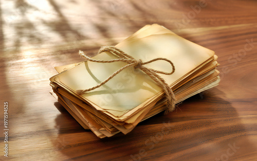 A stack of old letters tied with twine nostalgic and vintage aesthetic