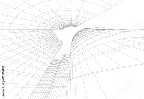 abstract buildings, architectural drawing 3d