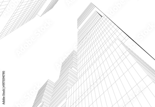 abstract buildings, architectural drawing 3d