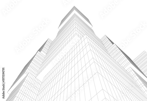 abstract buildings, architectural drawing 3d