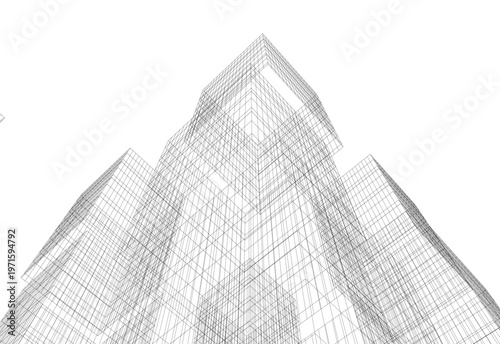 abstract buildings, architectural drawing 3d